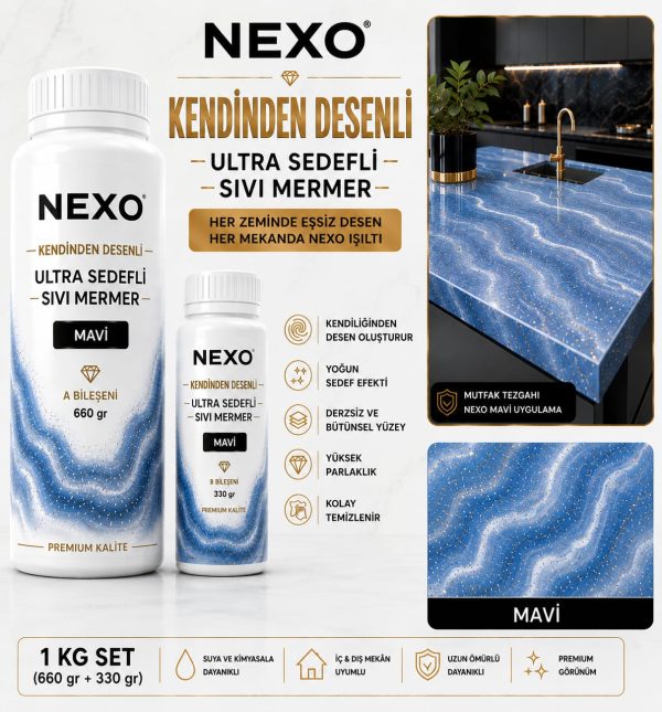 Nexo Mavi Ultra Sedefli Sıvı Mermer